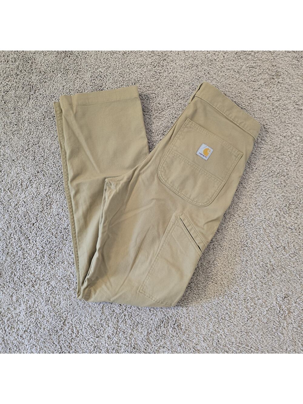 Carhartt Pants Sz 31x34 Relaxed Straight Rugged Flex Canvas Khaki BN2291-M